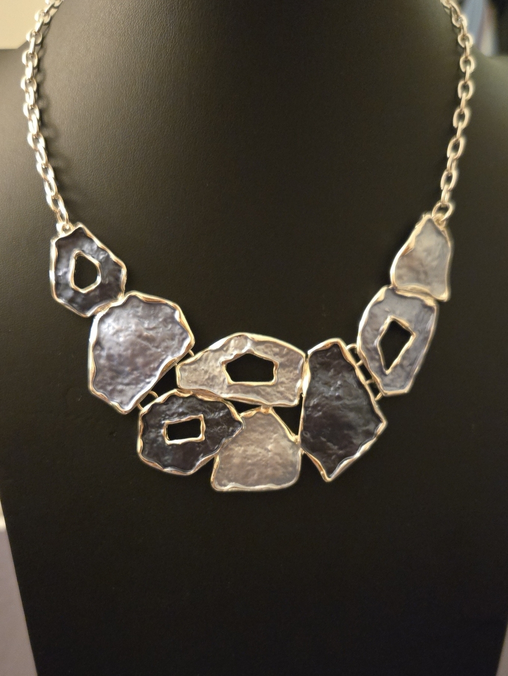 Contemporary Silver-Tone Blue Statement Necklace - Women's Jewelry